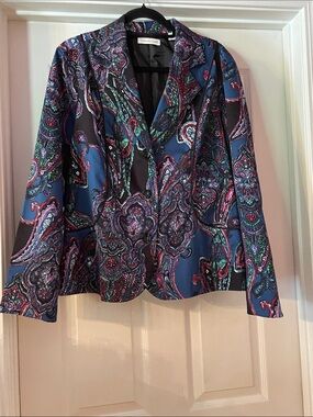 Coldwater Creek Paisley  Blazer Size 18 Plus Size Jacket Floral Print